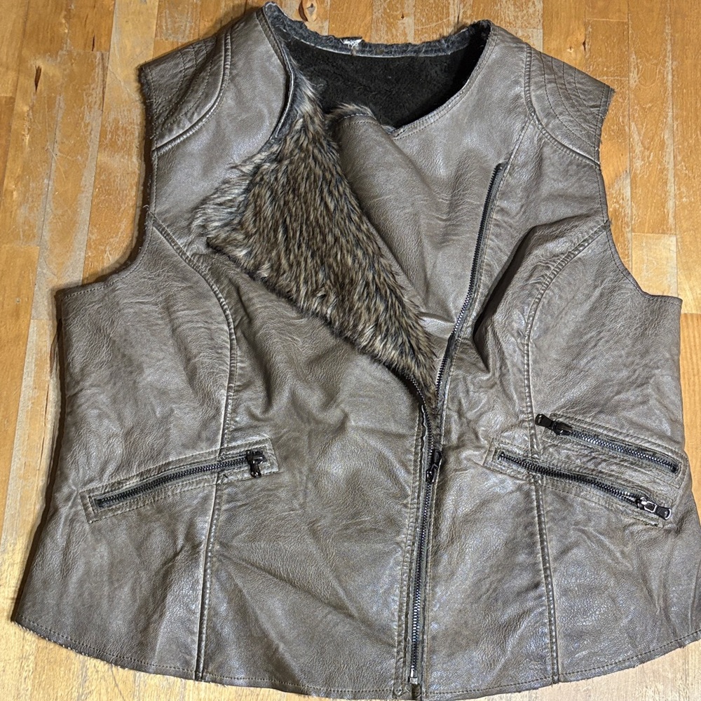 Maurice’s faux leather and faux fur vest